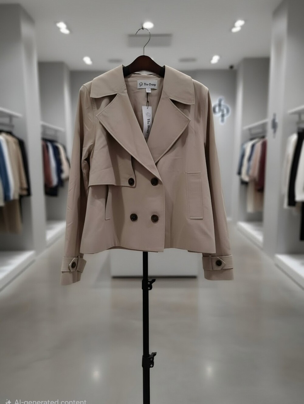 The Drop Hayes Cropped Trench Coat Beige